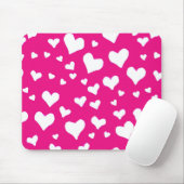 White Chalk Hearts on Fuchsia Pink Muismat (Met muis)