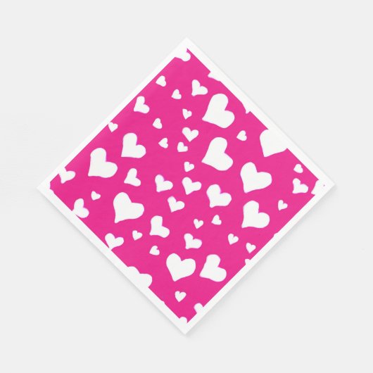 White Chalk Hearts on Fuchsia Pink Servet (Hoek)