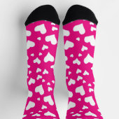 White Chalk Hearts on Fuchsia Pink Sokken (Top)