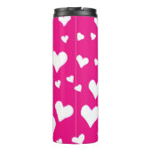 White Chalk Hearts on Fuchsia Pink Thermosbeker (Achterkant)