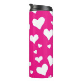 White Chalk Hearts on Fuchsia Pink Thermosbeker (Geroteerd rechts)