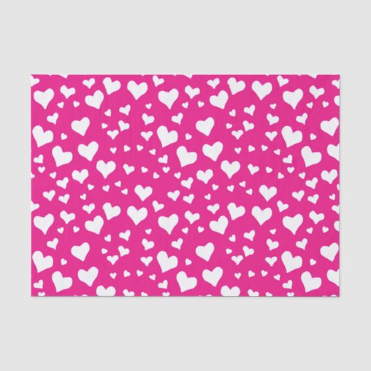 White Chalk Hearts on Fuchsia Pink Tissuepapier (Voorkant)
