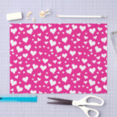 White Chalk Hearts on Fuchsia Pink Tissuepapier (Craft)