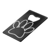White Chalk Line Dog Paw Print Creditkaart Flessenopener (Voorkant Gekanteld)