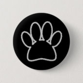 White Chalk Line Dog Paw Print Ronde Button 5,7 Cm (Voorkant)