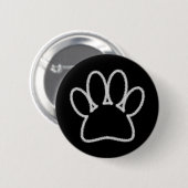 White Chalk Line Dog Paw Print Ronde Button 5,7 Cm (Voorkant /achterkant)