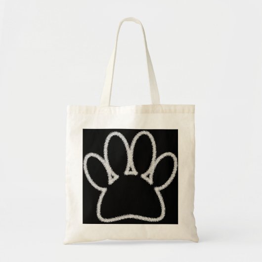 White Chalk Line Dog Paw Print Tote Bag (Voorkant)