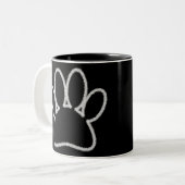 White Chalk Line Dog Paw Print Tweekleurige Koffiemok (Voorkant links)