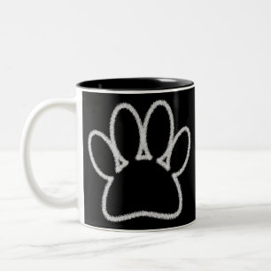 White Chalk Line Dog Paw Print Tweekleurige Koffiemok