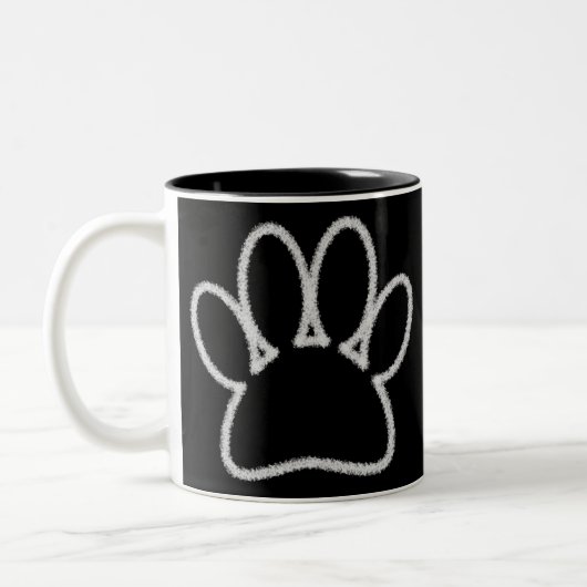 White Chalk Line Dog Paw Print Tweekleurige Koffiemok (Links)