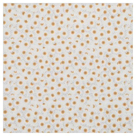 White Chamomile Floral Pattern Stof (Swatch)