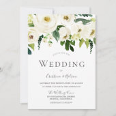 White Champagne Blooming Flowers Wedding Kaart (Voorkant)