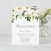 White Champagne Blooming Flowers Wedding Kaart (Staand voorkant)
