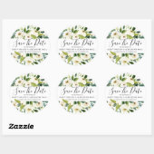 White Champagne Floral Wedding Save the Date Ronde Sticker (Vel)