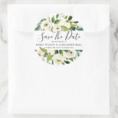 White Champagne Floral Wedding Save the Date Ronde Sticker (Tas)