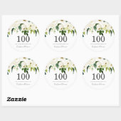 White Champagne Flowers 100th Birthday Party Ronde Sticker (Vel)