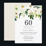 White Champagne Flowers 60th Birthday Party Kaart<br><div class="desc">White Champagne Flowers 60th Birthday Party Invitation Bekijk collectie in Niche en Nest Store</div>