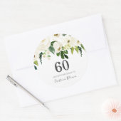 White Champagne Flowers 60th Birthday Party Ronde Sticker (Envelop)