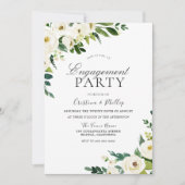White Champagne Flowers Elegant Engagement Party Kaart (Voorkant)