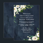 White Champagne Flowers & Navy Wedding Invitation Kaart<br><div class="desc">White Champagne Flowers & Navy Wedding Invitation zie bijbehorend collectie in Niche en nestwinkel</div>