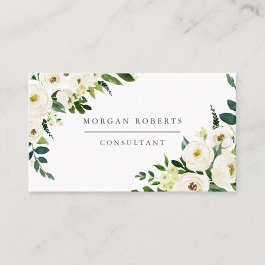 White Champagne Flowers Professional of Beauty Visitekaartje (Voorkant)