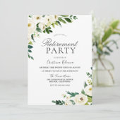 White Champagne Flowers Retirement Party Kaart (Staand voorkant)