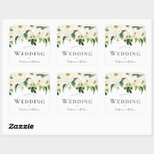 White Champagne Flowers Weddenschap Welkom Dank je Vierkante Sticker (Vel)