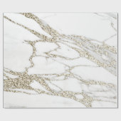 White Champagne Gold Glitter Marble Stone Lux Cadeaupapier (Vlak)