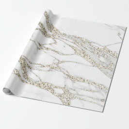White Champagne Gold Glitter Marble Stone Lux Cadeaupapier