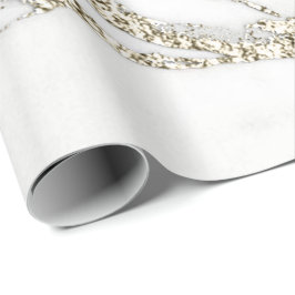 White Champagne Gold Glitter Marble Stone Lux Cadeaupapier