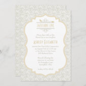 White Champagne Lace First Community Invitation Kaart (Voorkant / Achterkant)