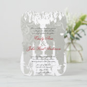 White Chandeliers on Silver Cloud Wedding Kaart (Staand voorkant)