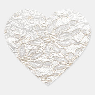 White Chantilly Lace Hart Sticker