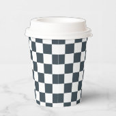 White Charcoal Gray Square Pattern Paper Cups Papieren Bekers (Rechts)