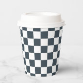 White Charcoal Gray Square Pattern Paper Cups Papieren Bekers (Voorkant)