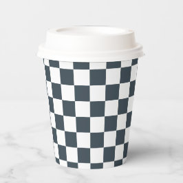 White Charcoal Gray Square Pattern Paper Cups Papieren Bekers