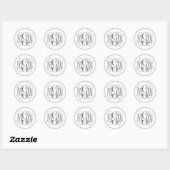 White Charcoal Vine Script Monogram, DIY BG Ronde Sticker (Vel)