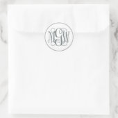 White Charcoal Vine Script Monogram, DIY BG Ronde Sticker (Tas)