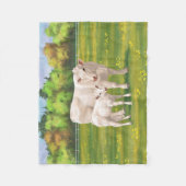 White Charolais Koe & Cute Calf Beef Cattle Fleece Deken (Voorkant)