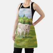 White Charolais Koe & Cute Calf Beef Cattle Schort (Insitu)