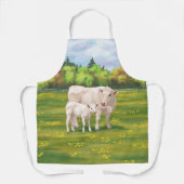 White Charolais Koe & Cute Calf Beef Cattle Schort (Voorkant)