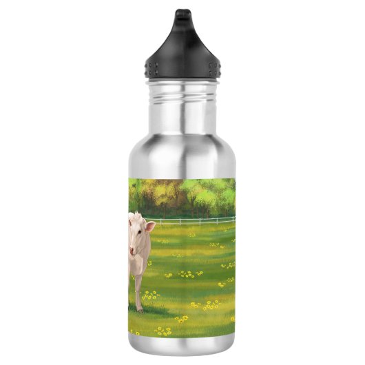 White Charolais Koe & Cute Calf Beef Cattle Waterfles (Rechts)