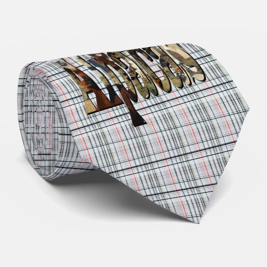 White Checked Tartan Alpacas Design, Stropdas (Opgerold)