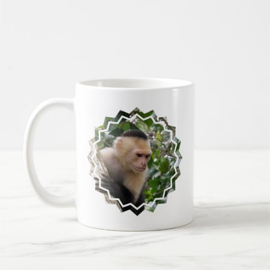White Cheekin Capuchin Monkey Coffee Mok (Links)