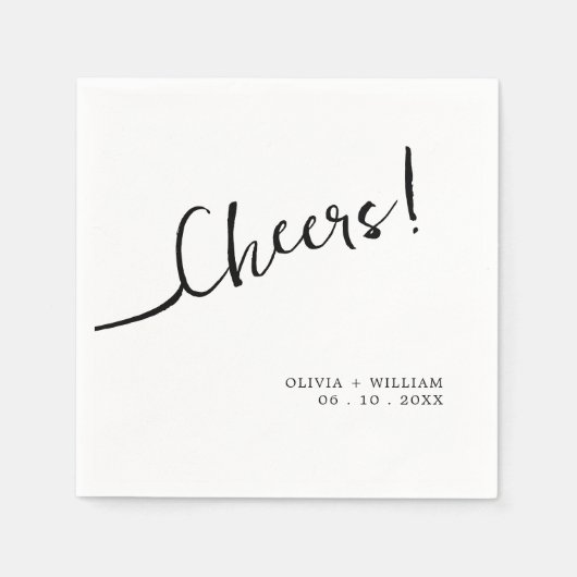 White Cheers Moderne bruiloft Cocktail servetten (Voorkant)