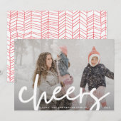 White CHEERS | Moderne kerstfoto voor Merry Feestdagenkaart (Voorkant / Achterkant)