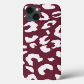 WHITE CHEETAH PRINT PHONE CASE - BURGUNDY BACKGROU (Achterkant)