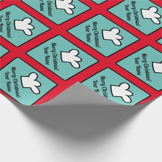 White chef kook pet op maat van kerstmis cadeaupapier (Hoek)