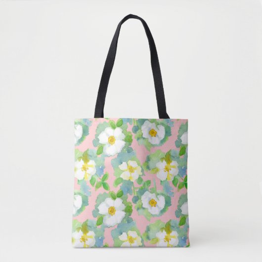 White Cherokee Roos Flower Pink Tote Bag (Voorkant)
