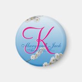 White Cherry Blossom 3d Monogram Magneet (Voorkant)